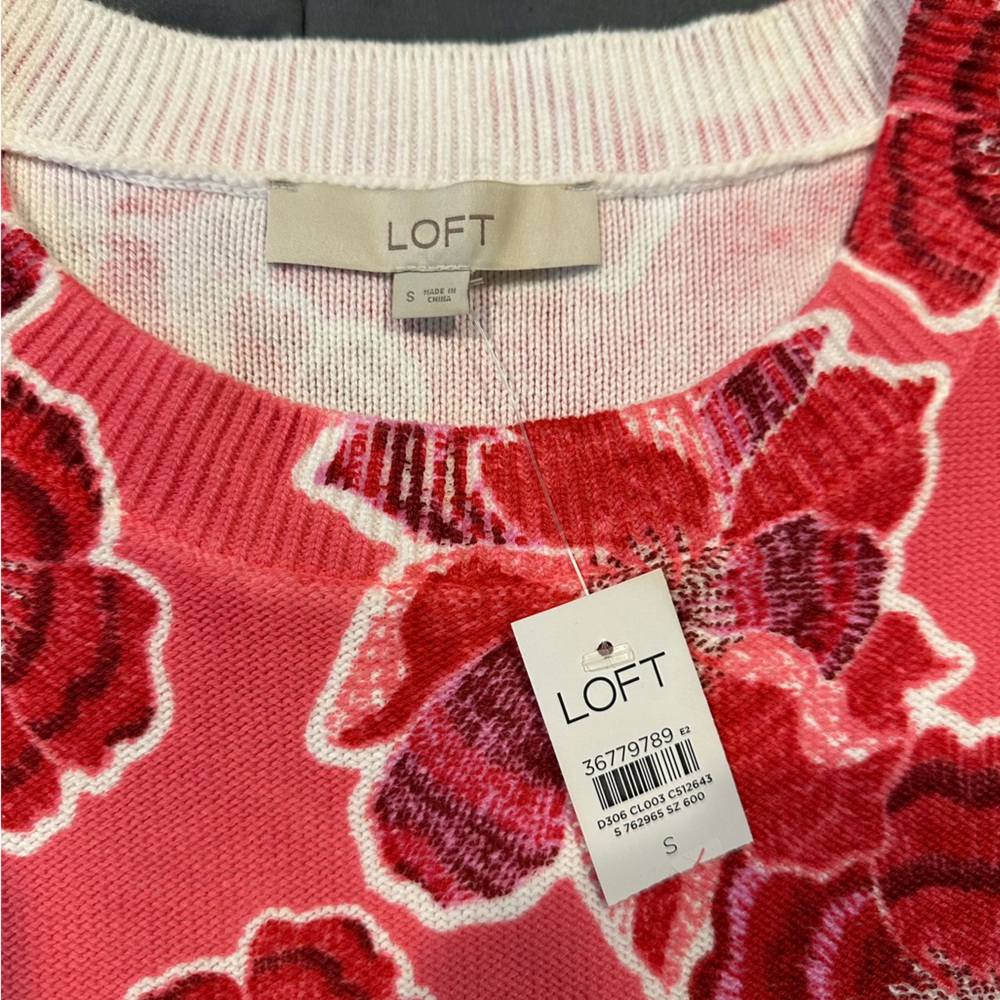 LOFT floral print short sleeve sweater NWT - Picture 4 of 7